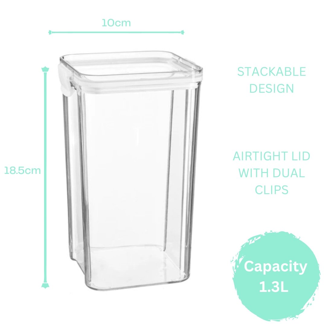 Premius Air-Tight Plastic Food Storage Container, Black-Clear, 1.3