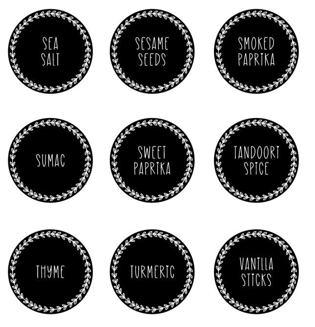 Custom Pantry/Herb Labels - Style 7 Black - The Label Place